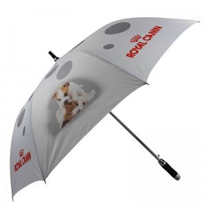 Paraguas Impresión de perro de aluminio Tejido de pongis Paraguas de golf abierto automático