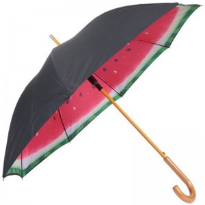 Paraguas recto con mango de madera y mango doble de madera con estampado personalizado