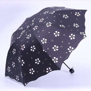 Artículo de regalos de lujo 2019 Lluvia húmeda estampado mágico cambio de color paraguas de 3 pliegues