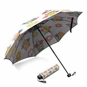 Novedad estándar paraguas tamaño personalizado impresión pongee tela manual abierto 3 paraguas plegable